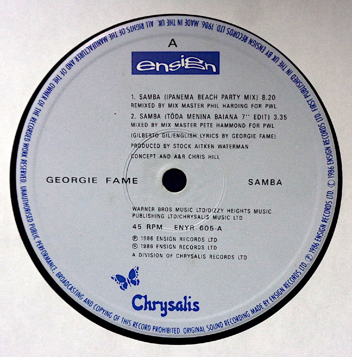 M/HH249/Georgie Fame/Samba (Ipanema Beach Party Mix) UK盤12inch/ジョージィ・フェイム_画像2