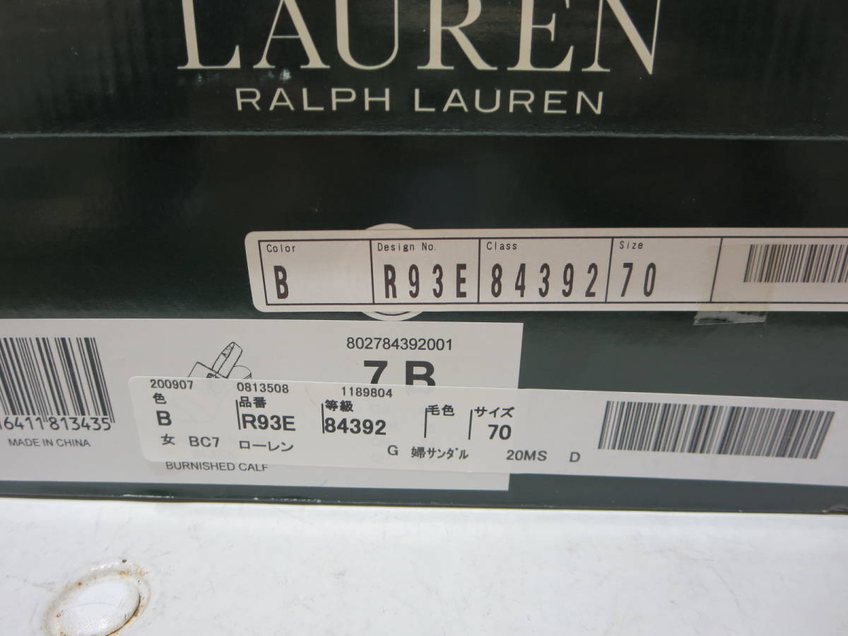 #35520　RALPH LAUREN　ラルフローレン　レザー　サンダル　 R93E　黒　ブラック　靴底少し汚れ_画像9