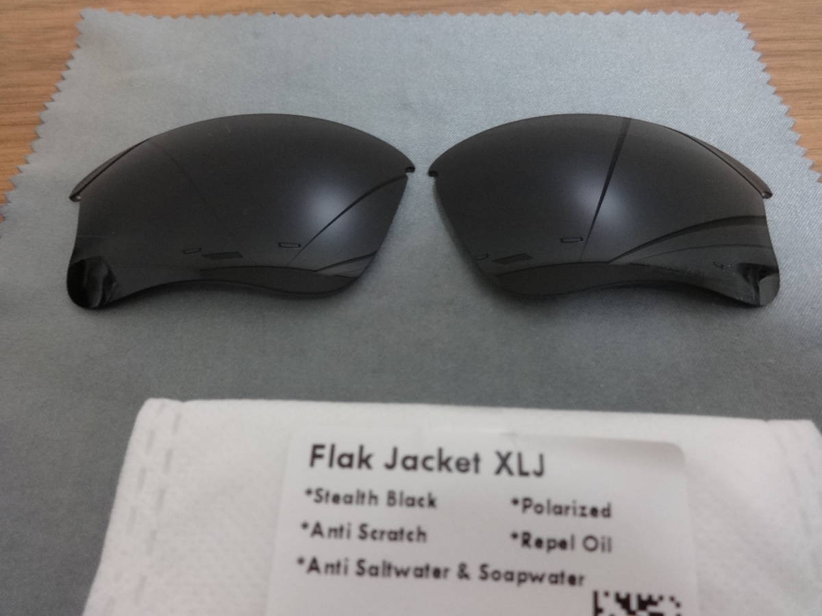 超処分価格！ POLARIZED刻印入り★ フラックジャケット XLJ用 カスタム偏光ハイグレードレンズ BLACK Polarized 新品 Flak Jacket XLJ_画像1