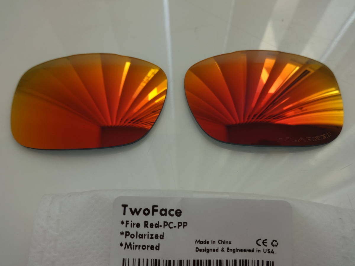 POLARIZED刻印入り！★ ツーフェイス 用 カスタム偏光ハイグレードレンズ RED Polarized 新品　Oakley TWO FACE Sunglasses　TWOFACE