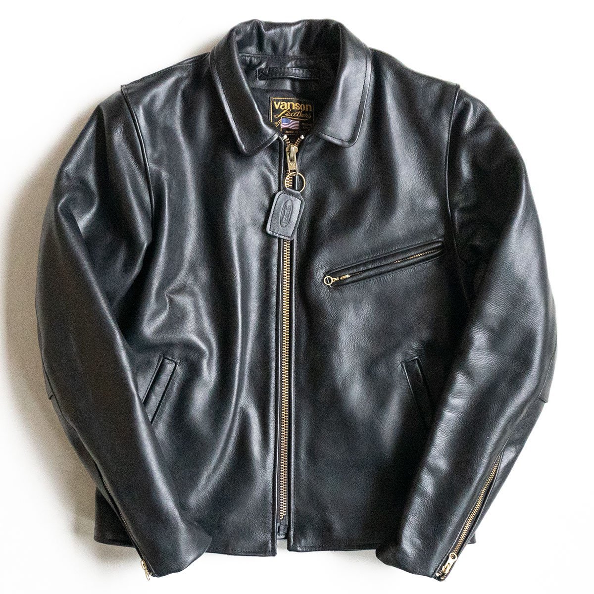 極美品！VANSON 襟付きシングルライダース ENF