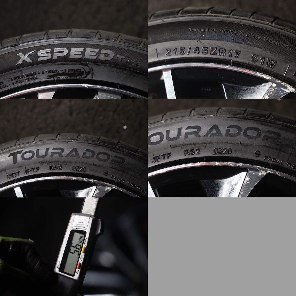 ★バリ山 215/45R17 LEONIS VTアルミ 2020年製 ラジアル4本セット ブレビスマークIIヴェロッサアコードテンザノアヴォクシーセレナ_画像9