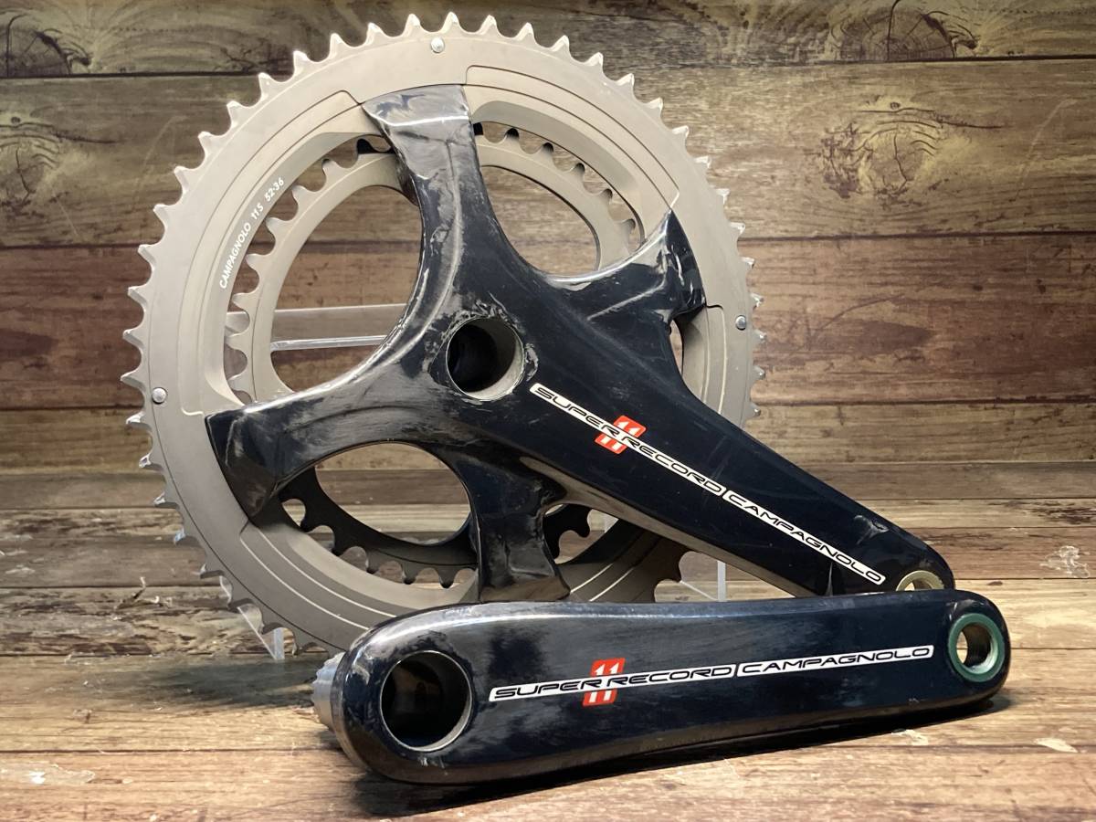 インポート・海外人気ブランド クランクセット RECORD SUPER スーパーレコード CAMPAGNOLO カンパニョーロ HK129 172.5mm フィキシングボルト欠品 ※傷あり 52/36T クランク