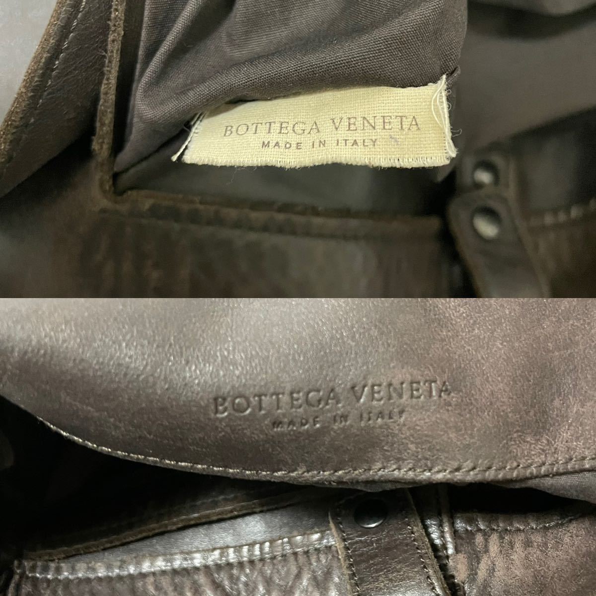 1円【定価20万円!】BOTTEGA VENETA ボッテガヴェネタ メッセンジャーバッグ ショルダー メンズ ビジネス イントレチャート レザー ブラウン_画像8