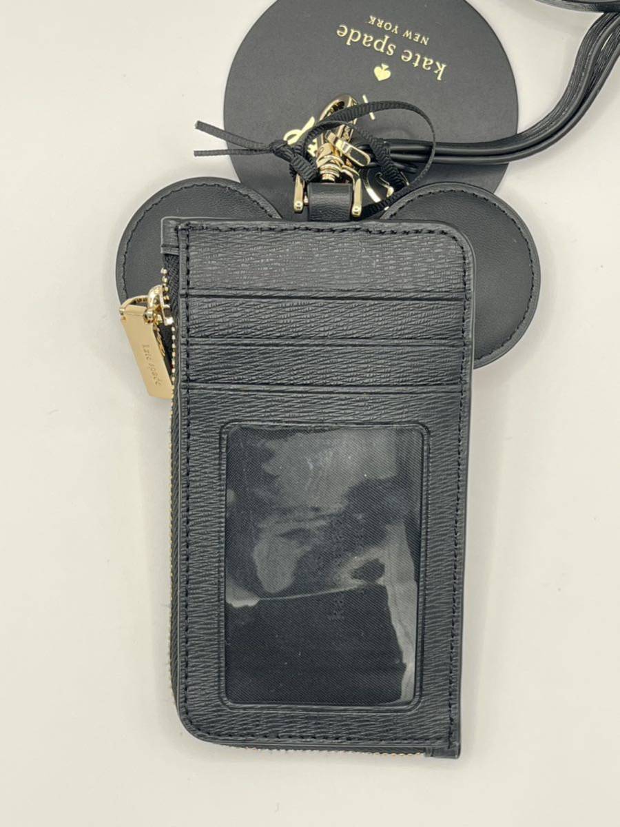 [ new goods unused ]kate spade× Disney ID case card-case Kate Spade pass case neck strap black free shipping 