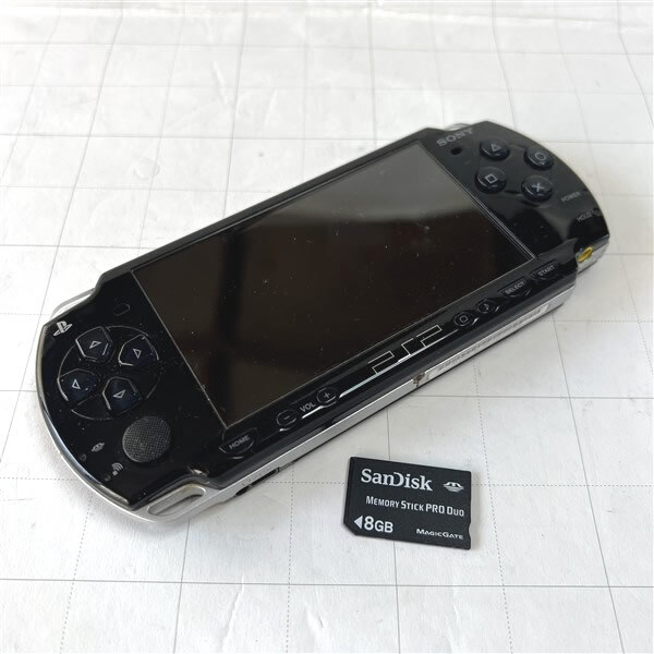PSP本体 PSP-2000 黒ブラック メモステ8GB、バッテリー、アダプター付 LCW導入 定形外送料無料