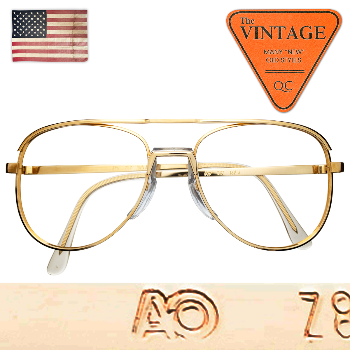 未使用デッド 70's AO アメリカンオプティカル USAヴィンテージ アビエーター ゴールド ティアドロップ サングラス眼鏡 American Optical97