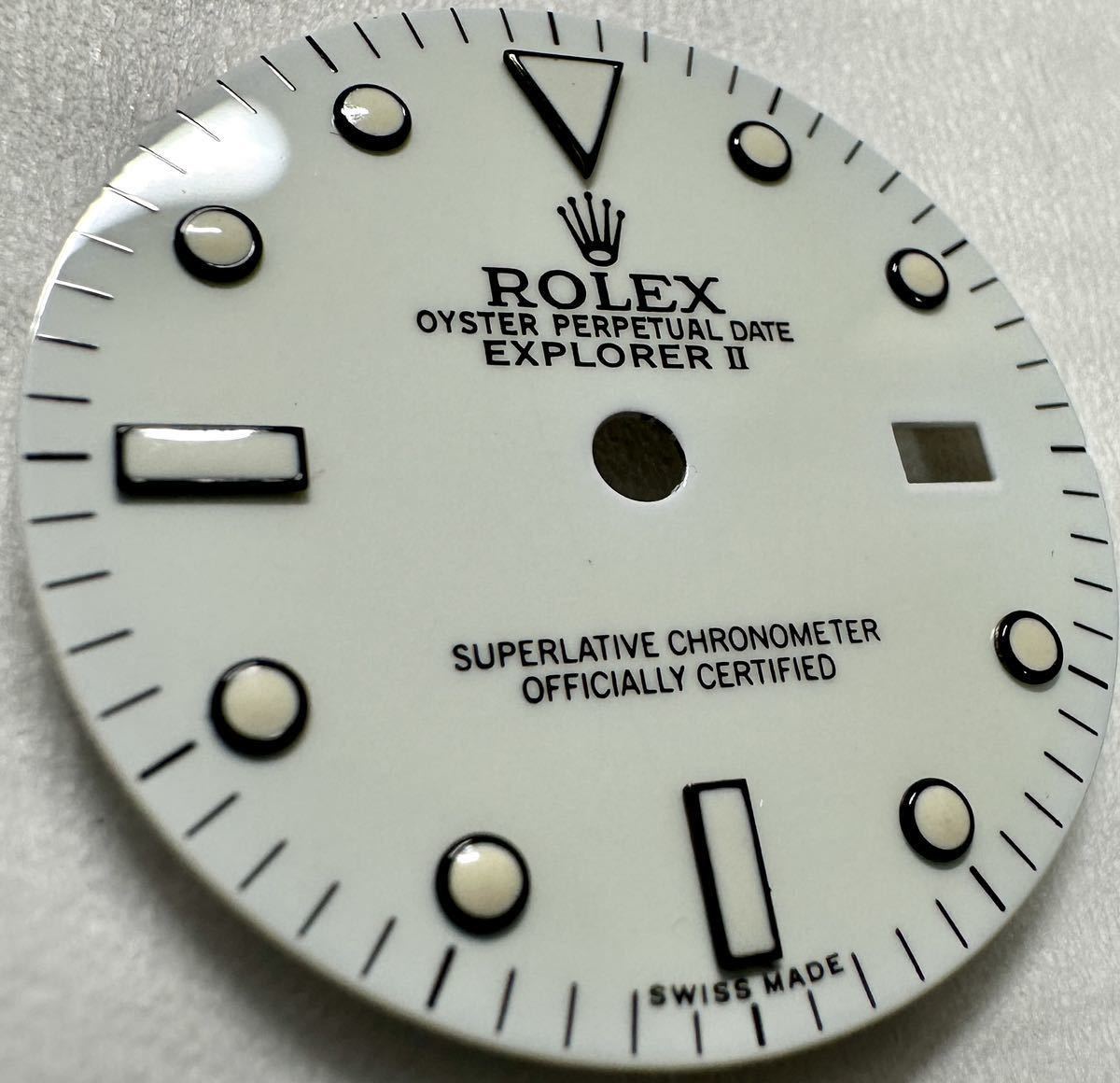 Y ROLEX ロレックス 16570 ダイヤル 文字盤 エクスプローラーⅡ ホワイト 横幅28mm メンズ パーツ アンティーク 時計 982086364の画像3