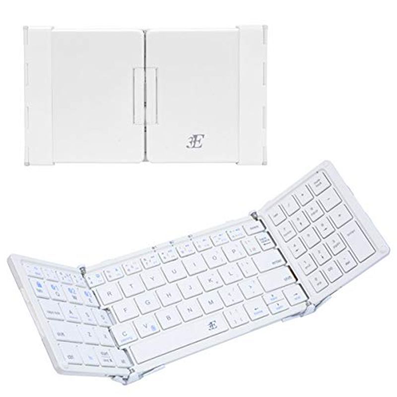 浅沼商会 3E-BKY7-WH 3E Bluetooth Keyboard TENPLUS 3つ折りタイプ ホワイト×パールホワイト ケース