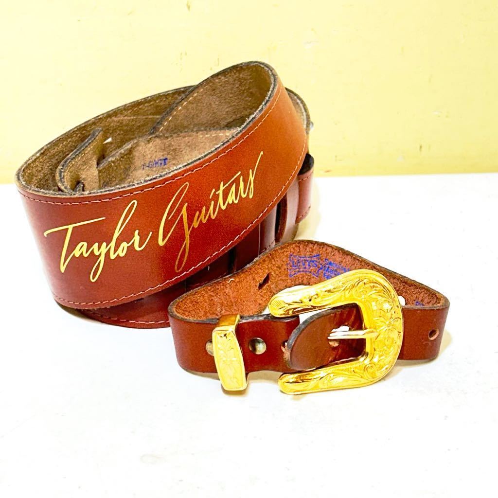 #B22I Taylor guitars T-60GT LEVY\'S PM23W Taylor guitar guitar strap guitar belt Canada made leather leather made Brown tea color 