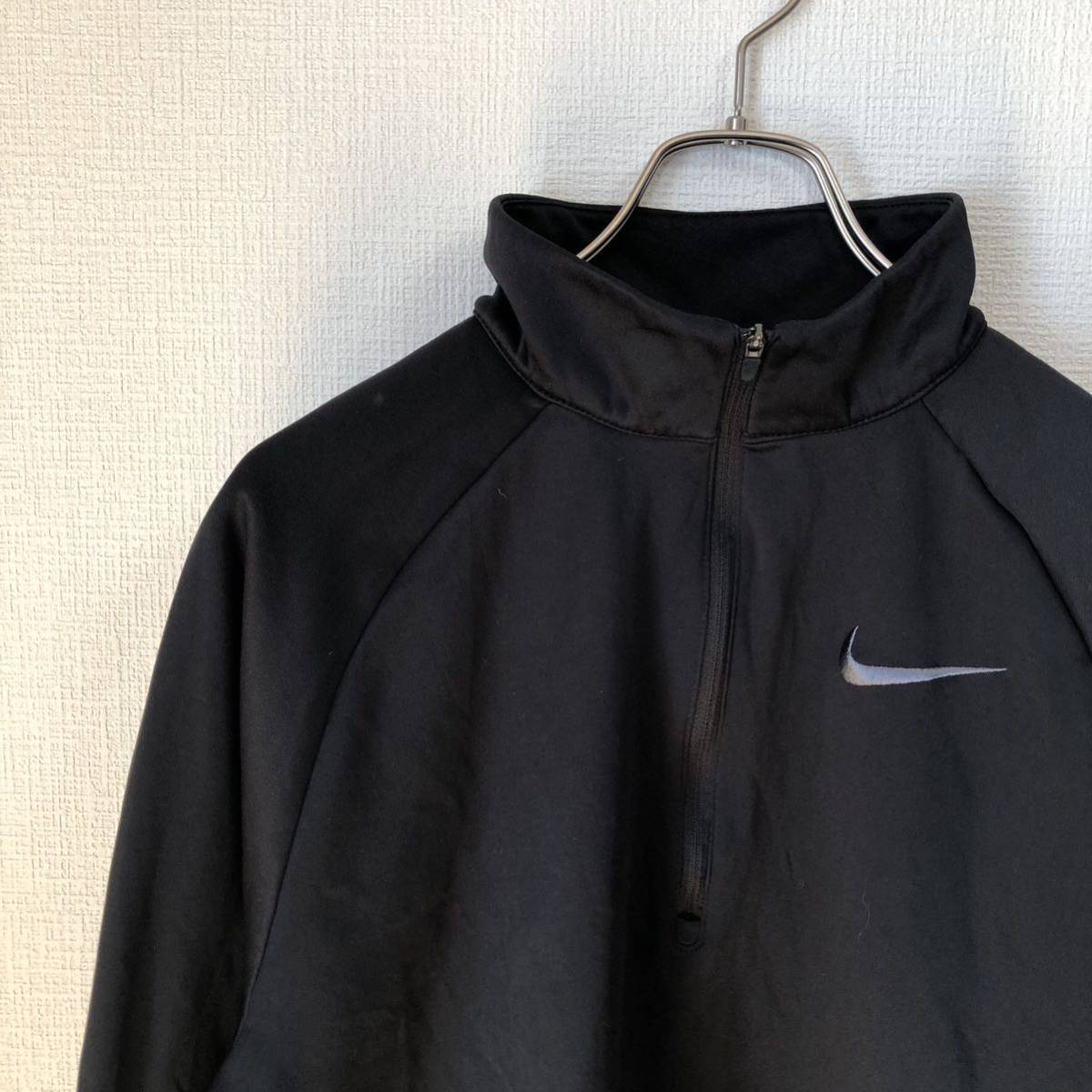  Nike half Zip jersey training black America old clothes L