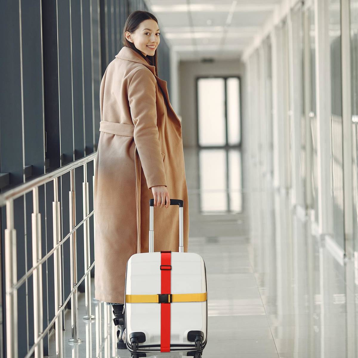 荷物ストラップ スーツケースベルト ポリエステル 調整可能 トラベルパッキングバッグ用 クロージャ識別用 5 cm x 1.8 M グりーン_画像6