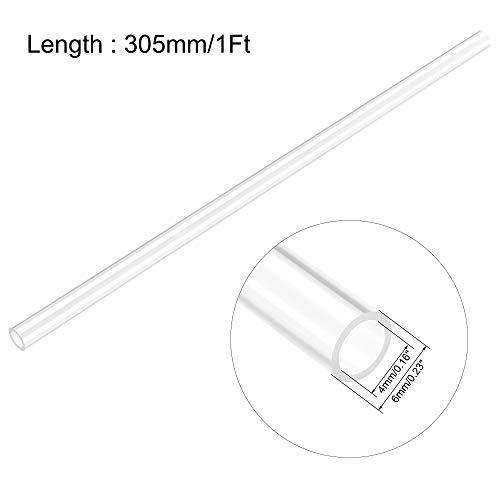 透明な硬質チューブ 4mm内径 x 6mm外径 x 305mm 長さ 丸型プラスチック_画像2