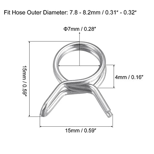 ダブルワイヤースプリングホースクランプ 304ステンレス鋼 燃料ライン シリコーンチューブ スプリングクリップ 内径7 mm_画像2