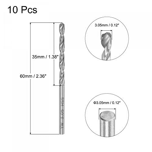 W6542マイクロドリルビット 3.05 mm HSS(高速度鋼) フルグラウンドジョバー 60 mm長さドリルビット 軟鋼銅アルミニウム用_画像2