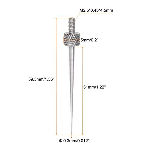 ニードルポイント コンタクトポイント R0.15 M2.5ねじ 31 mm長さ 303ステンレス鋼 ポインテッドヘッド ダイヤルデジタル表示器用_画像2