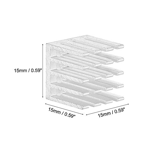 ヒートシンク 15x15x15mm アルミニウム ラジエーター MOS ICチップ用 シルバートーン 10個_画像2