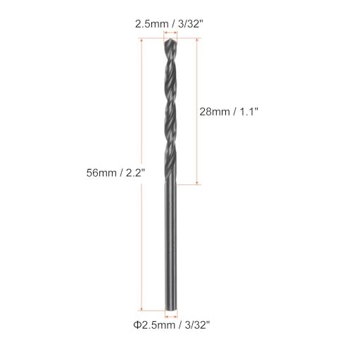 10個セット ジョバードリルビット 2.5mm (3/32”) ナイトライドコーティング 高速度鋼（HSS） 4341 ツイ ストドリルビット_画像2