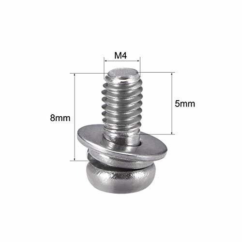 パンヘッド機械ネジ M4x8mm ステンレス鋼 十字穴 スプリングワッシャー 10個入り_画像2