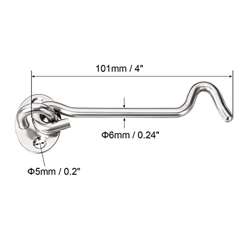 キャビンフック アイラッチ ゲート ゲート ドア スイベルウィンドウフック 取り付けネジ付き ステンレス鋼 100 mm_画像3