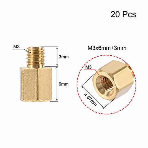 スタンドオフ M3x6mm+3 mm オス-メス ブラス 六角 PCBマザーボードスペーサー FPVドローンクワッドコプター用 コンピューター用_画像2