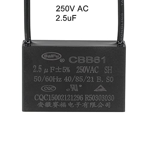 天井ファンコンデンサ CBB61 2.5uF 250V AC 2線 金属化ポリプロピレンフィルムコンデンサ 37x24x13 mm_画像4