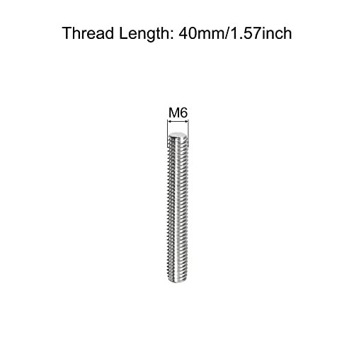 全ねじロッド 右ねじロッド 棒スタッド 304ステンレス鋼 M6 x 40mm 1mmねじピッチ 5本_画像2