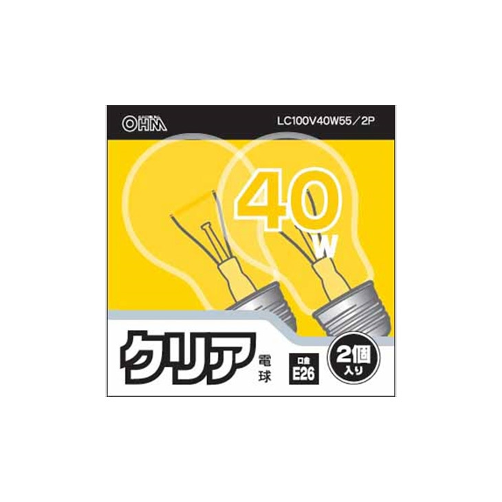 クリア電球 LC100V40W55/2P 06-1758