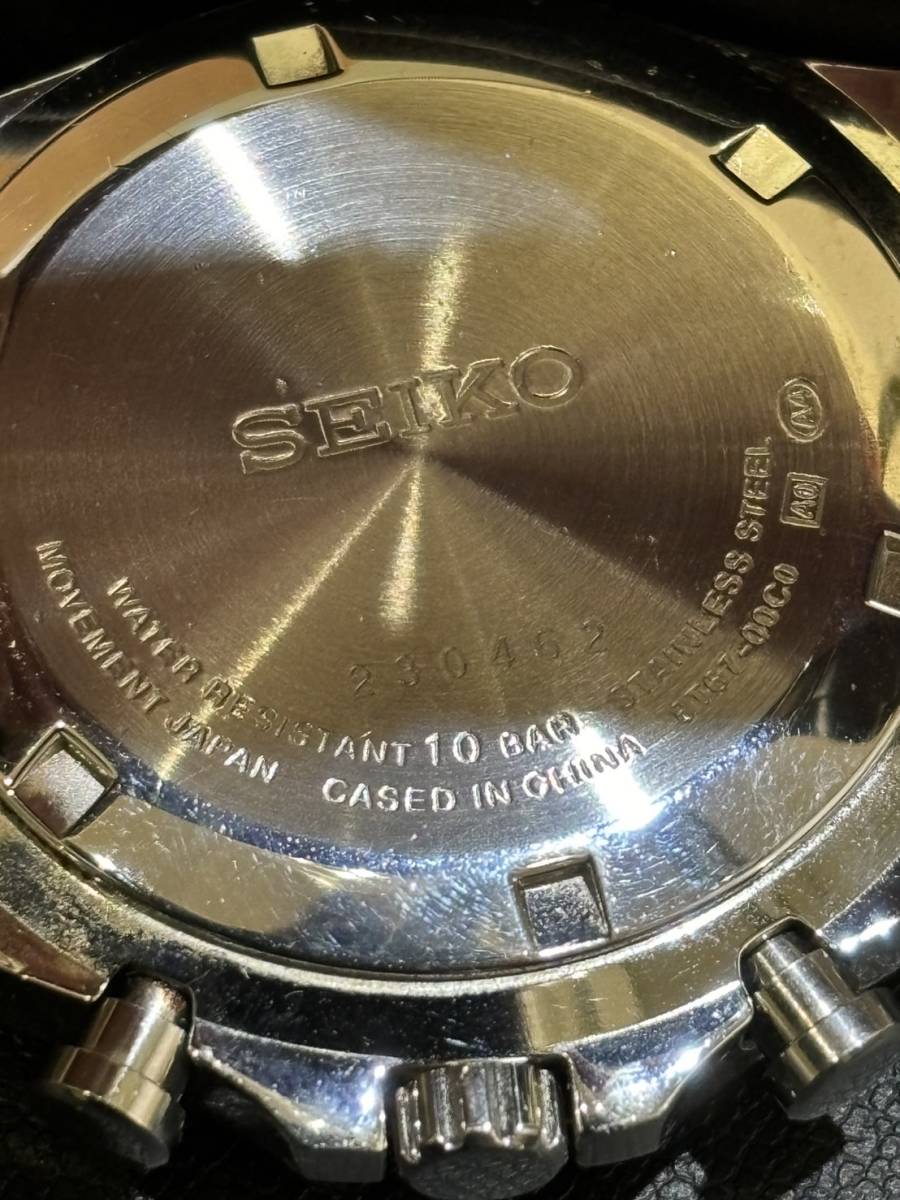 【APS 7651】1円～ SEIKO セイコー 8T67-00C0 クロノグラフ SS スカイブルー文字盤 クオーツ メンズ腕時計 箱付き 現状品_画像4