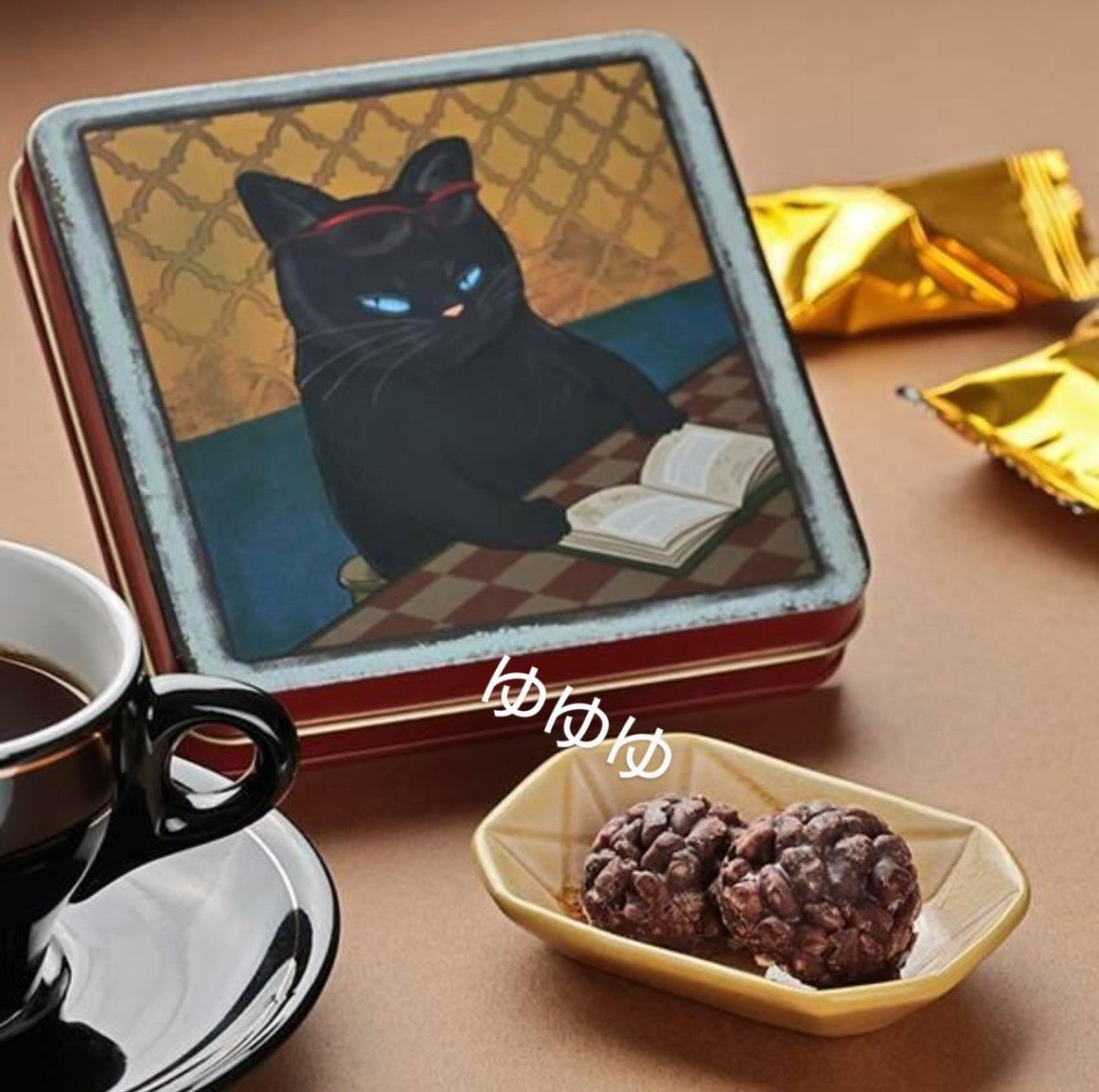 カルディ レトロ 猫 スクエア缶 クランチ ブック 本 ねこの日 ねこ 缶 チョコレート 菓子 黒猫 チョコ 小物入れ KALDI