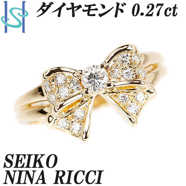  Nina Ricci Seiko бриллиантовое кольцо K18YG лента бренд NINA RICCI SEIKO бесплатная доставка прекрасный товар б/у SH102035