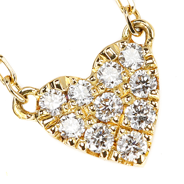  Ahkah diamond Heart pave necklace 0.05ct K18YG brand AHKAH free shipping beautiful goods used SH102011