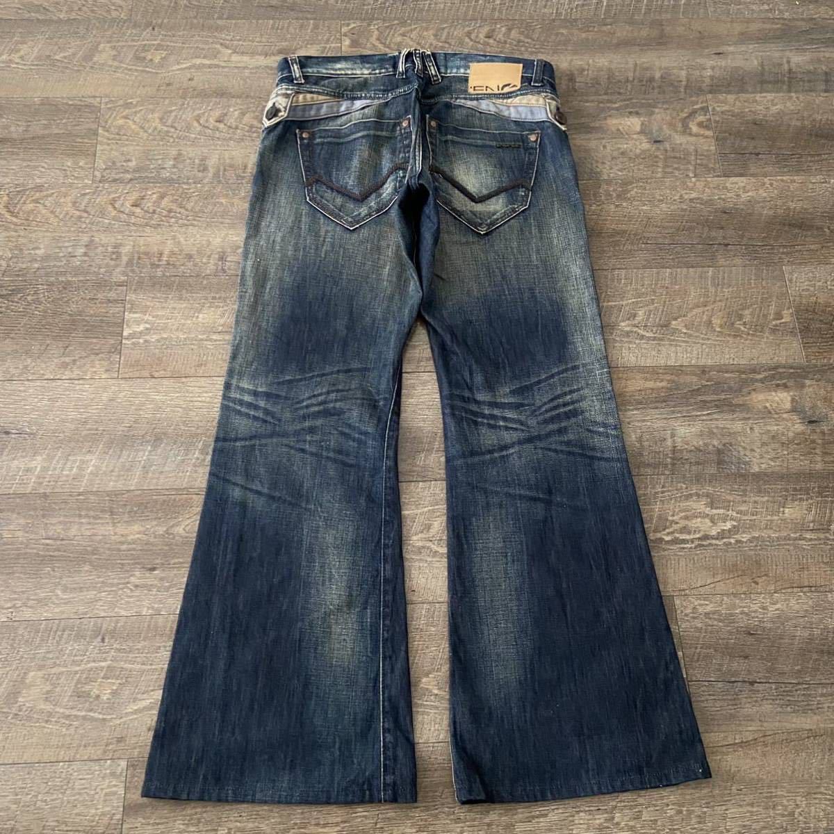 rare 00s energie y2k design weathered flare jeans denim pants ifsixwasnine lgb sharespirit goa 14th addiction kmrii jacket archive_画像2