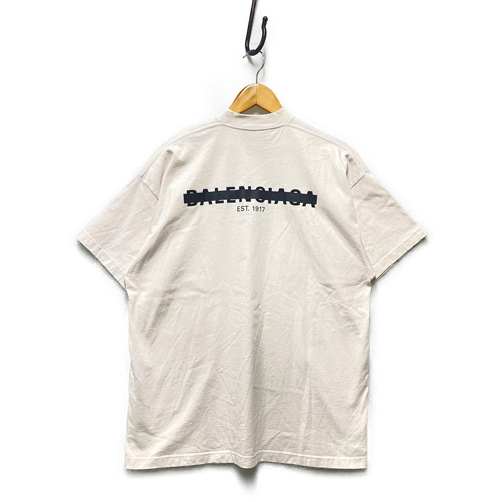 BALENCIAGA バレンシアガ 品番 694576 オーバーサイズ ロゴ Tシャツ オフホワイト系 サイズL 正規品 / 33382