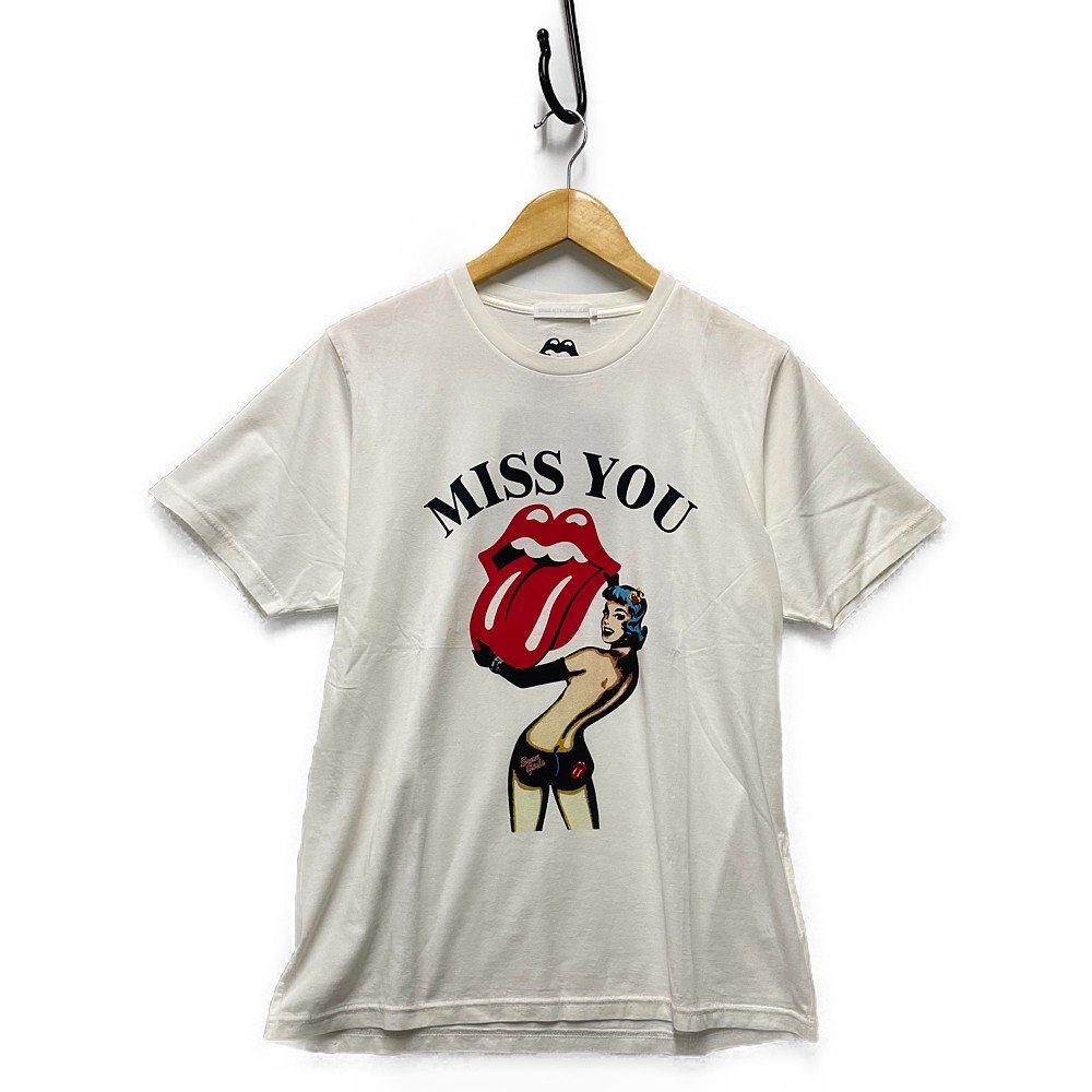 HYSTERIC GLAMOUR XXX ヒステリックグラマー RS ローリング ストーンズ MISS YOU 半袖Ｔシャツ ホワイト サイズL 正規品 / B4989_画像1