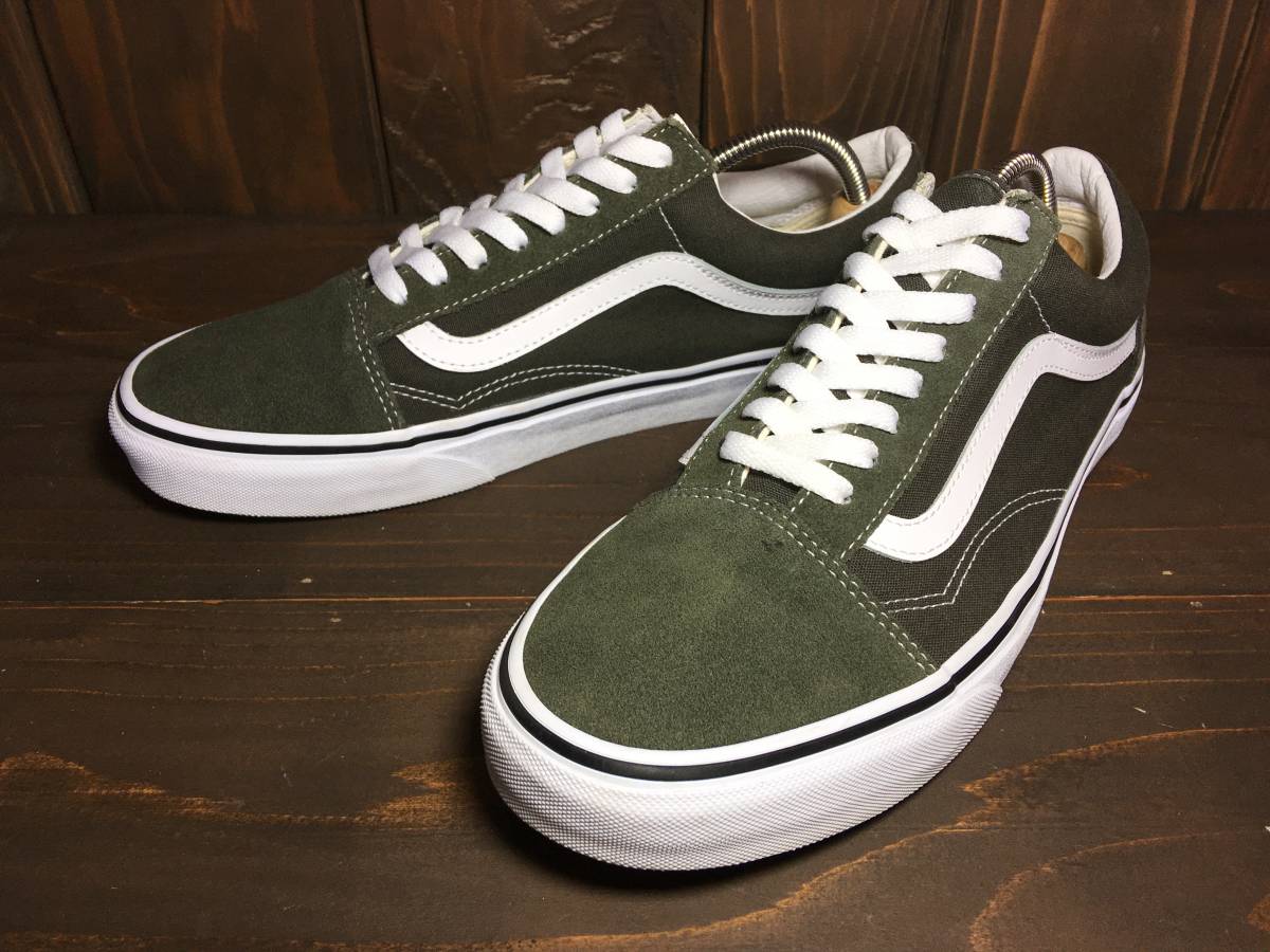 ★VANS バンズ US企画 OLD SKOOL PRO オールドスクールダークグリーン×白 27.0ｃm 美品 Used 検 SK8 スケート ハーフキャブ スリッポン_画像1