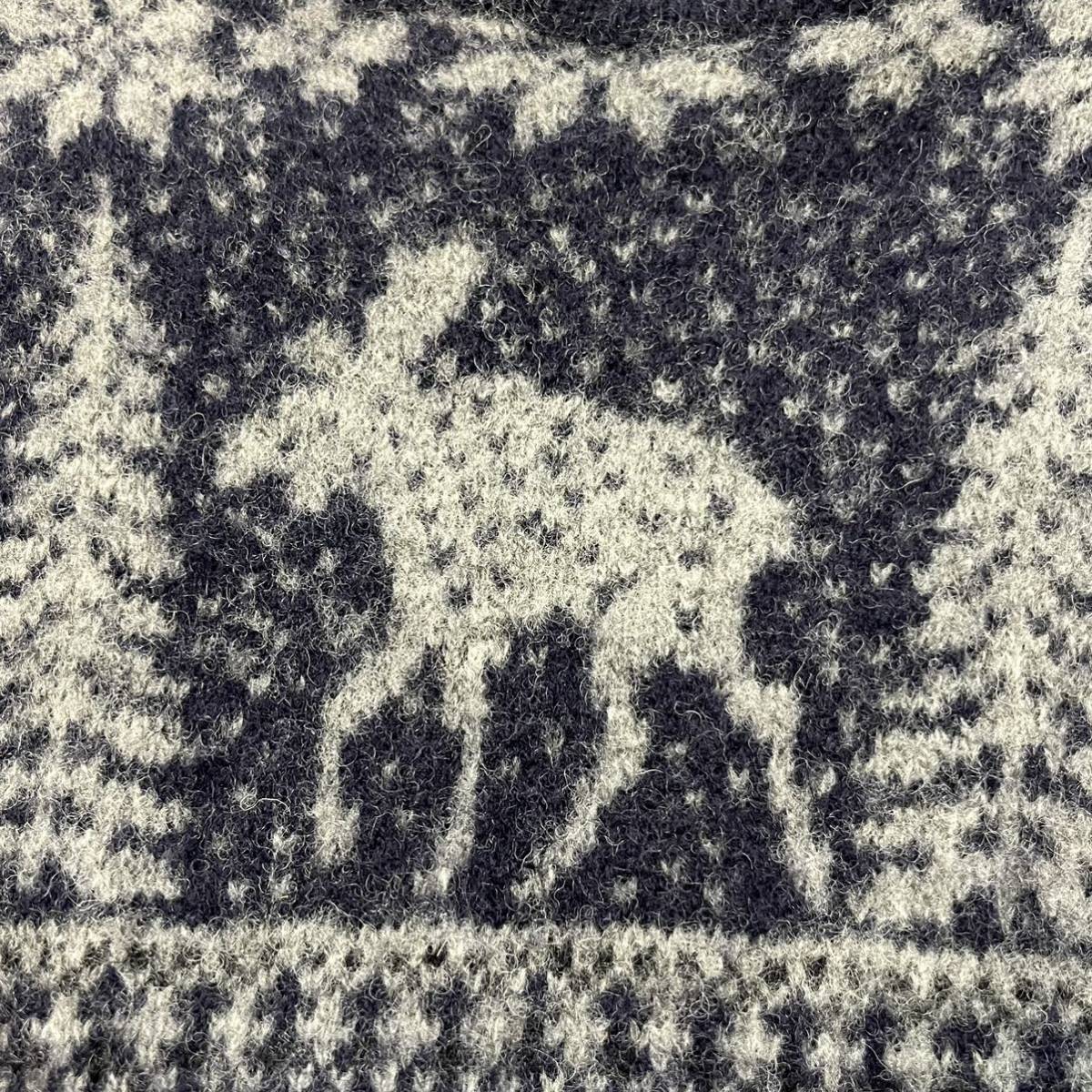 【 INVERALLAN 】 スコットランド 製 ノルディック トナカイ ニット 42 ネイビー 紺 knit 雪 柄 英国 イットディビジョン インバーアラン_画像10