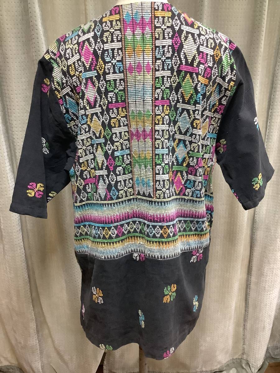 SALE インドネシア　マンガライ古布木綿ブラウス　アジアエスニック民族衣装古着_画像9