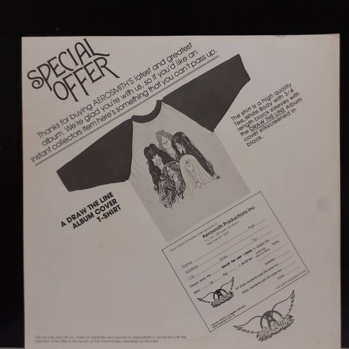 シュリンク＆ハイプ2種付き！米COLUMBIAオリジLP 高音質STERLING刻印 Aerosmith / Draw The Line 1977年 JC34856 通販シート 日本盤チラシ_画像5