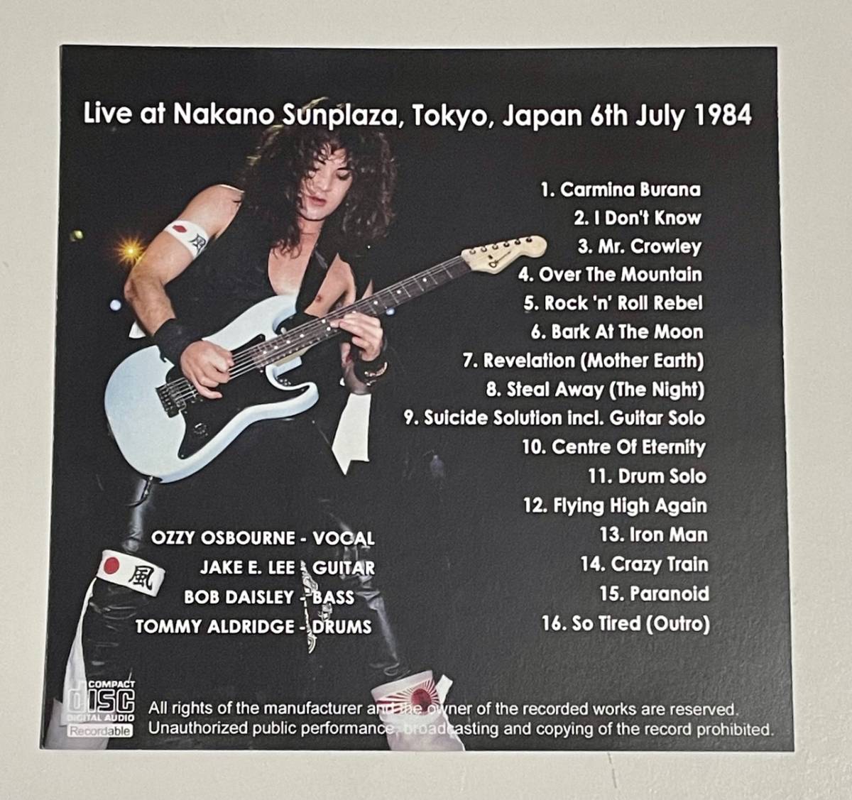 [CD-R ソフトケース] Bark At The Audience (Nakano Sunplaza, Tokyo, Japan 6th July 1984) Ozzy Osbourne Jake E Lee ジェイク・E・リー_画像3