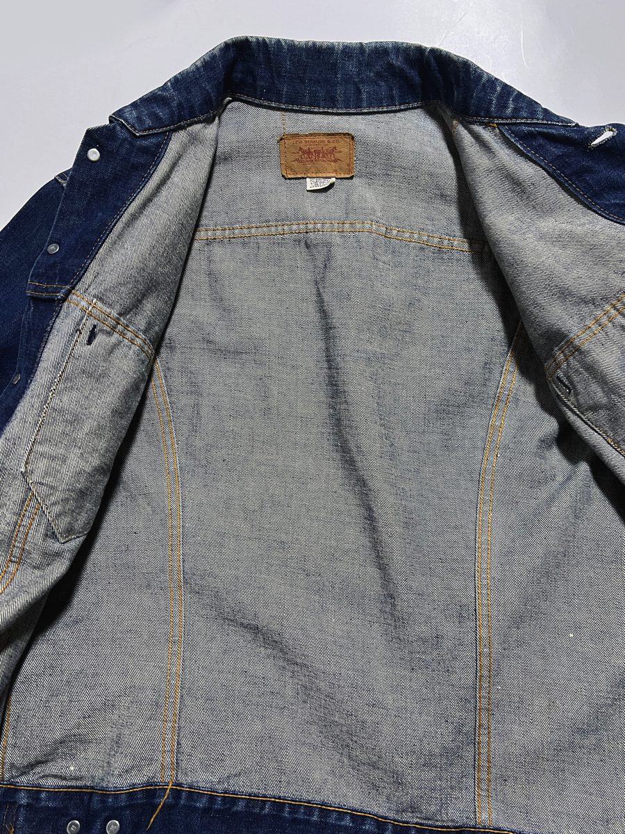 60s 70s ビッグサイズ BIGE 直後 Small e ケアタグ Levi's 70505 デニムジャケット 42 44 USA製 オリジナル 71205 _画像7