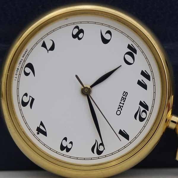セイコー 小型懐中時計 クオーツ 7N01-6010 金色  の画像2