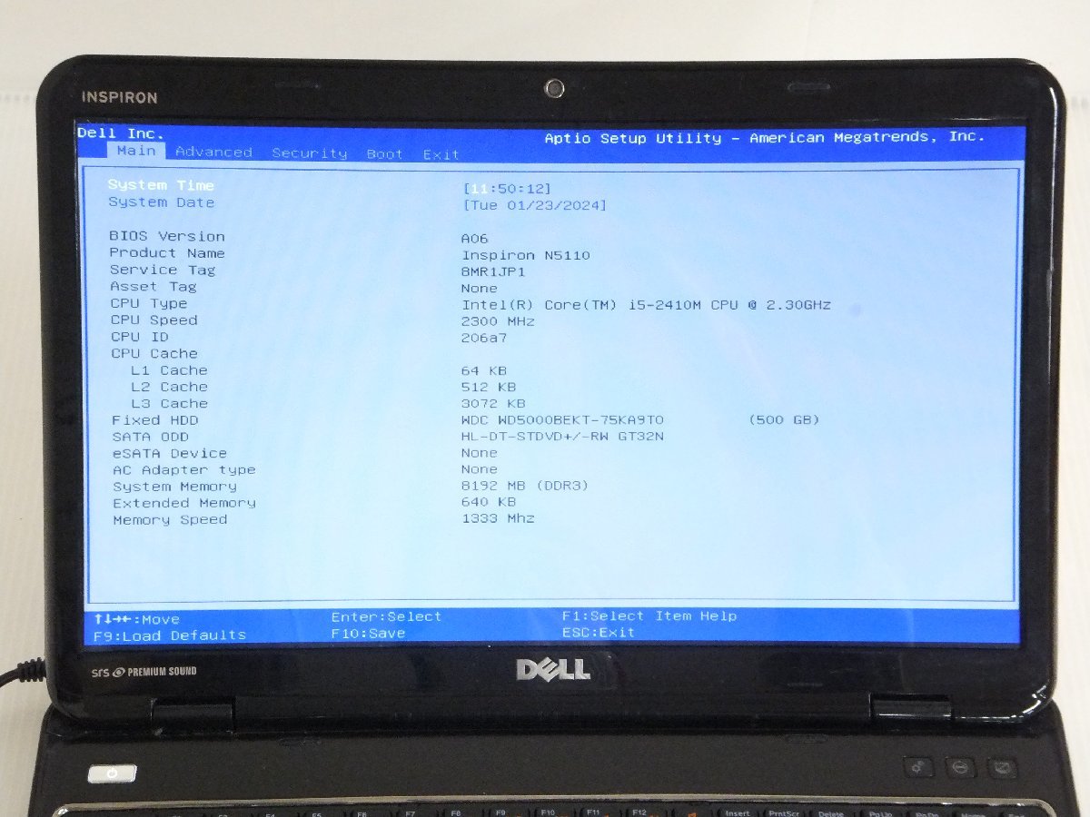 ノートパソコン■現状品(BIOS起動しました）■デルDELL■INSPIRON　N5110■Core i5-2.3GHZ5　8GB(メモリ)　500GB(HDD)　Sマルチ 15.6型■②_画像2