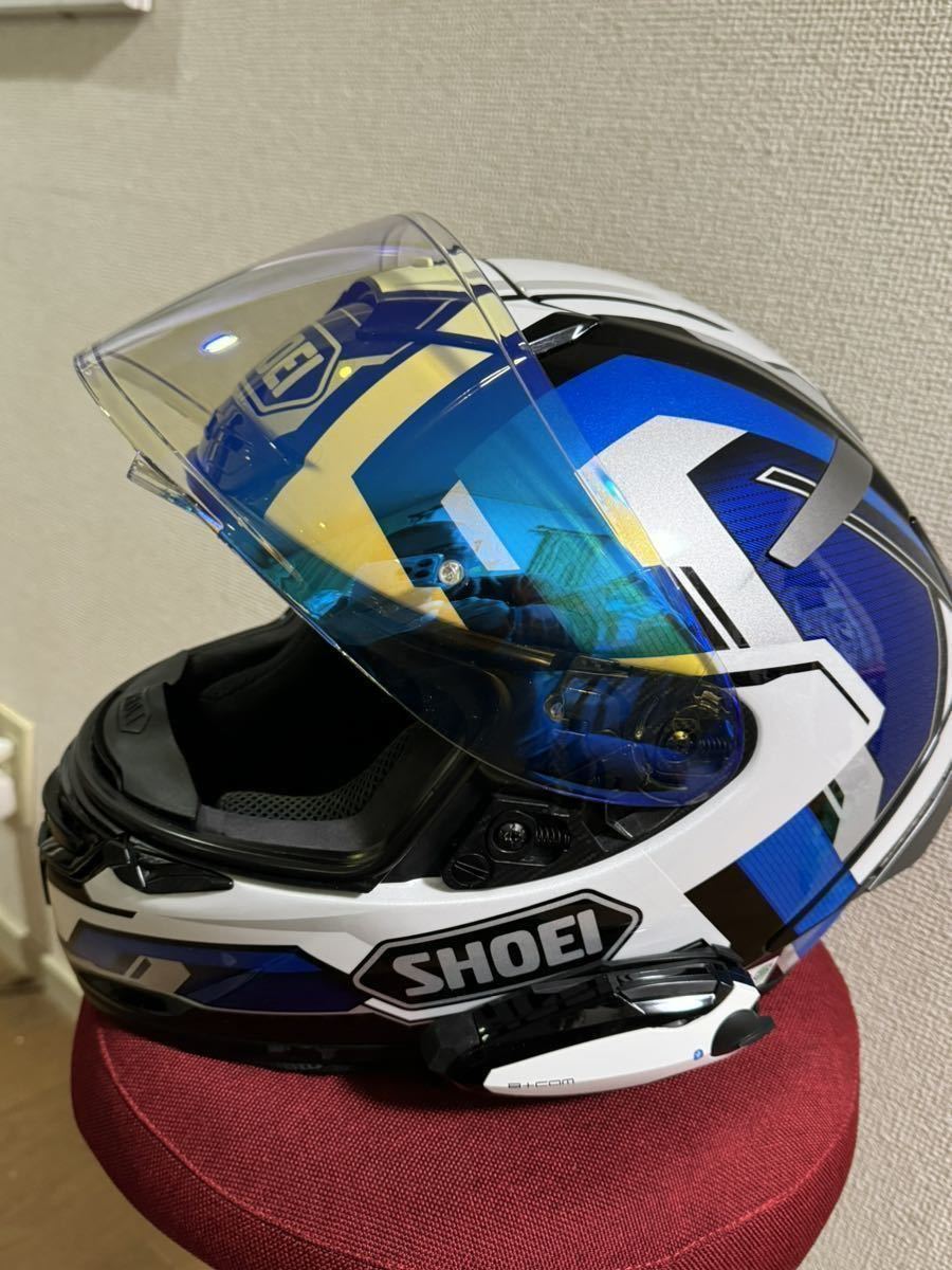 送料無料 ビーコム6x付き【美品】SHOEI X-Fourteen BRINK X-14 サイズ:L カラー:TC-2 フルフェイスヘルメット 調光ミラーシールド付き_画像1