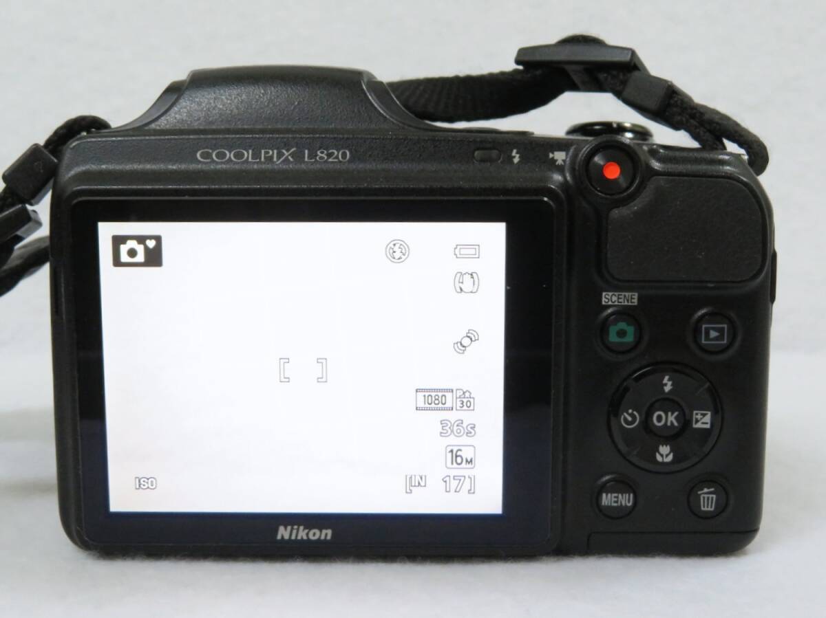 38361☆Nikon COOLPIX L820 ブラック 起動・シャッター○ コンパクトデジタルカメラ ニコン_画像3