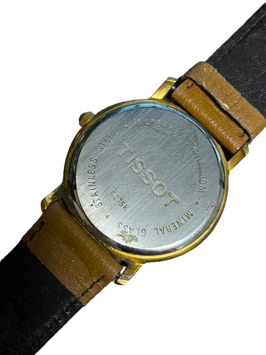 19562 [K-2024]TISSOT メンズ腕時計★クォーツ ゴールド文字盤 C275K ティソ アンティーク ヴィンテージ ジャンク_画像5