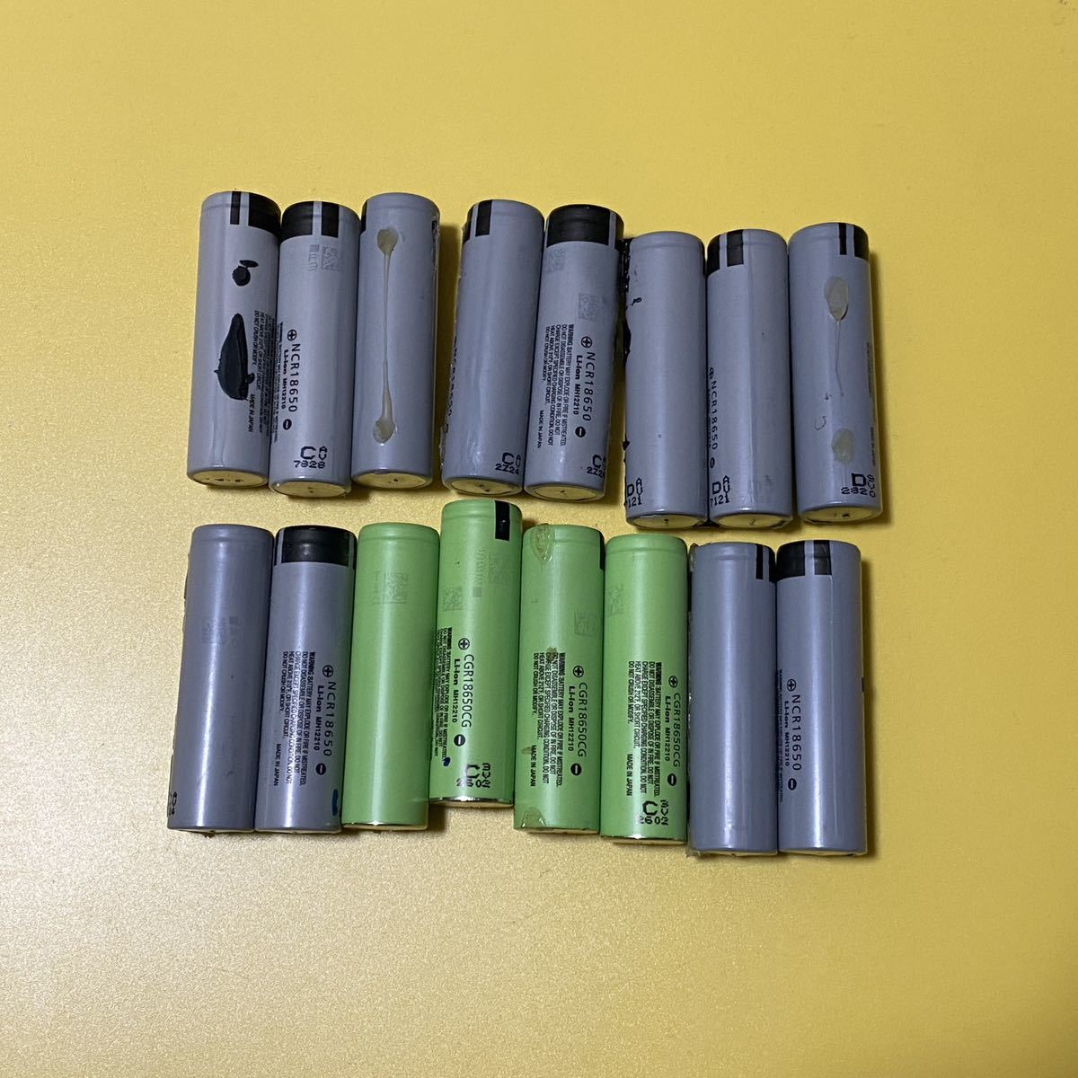 16本panasonicリチウムイオン電池CGR18650x4.NCR18650x12 、使用済電池、ジャンク_画像1