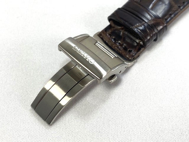 L0E5028J9 SEIKO プレザージュ 20mm 純正革ベルトバックル付 クロコダイル ブラウン SARX041/6R15-03N0他用 ネコポス送料無料_画像5