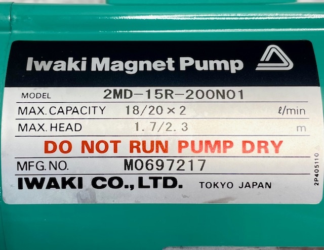 T3275 【新品未使用】Iwaki Magnet Pump/イワキ マグネットポンプ 2MD-15R-200N01 _画像8