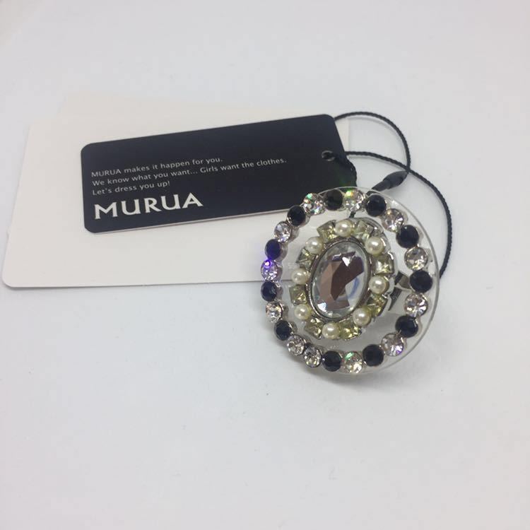 【即納】 MURUA ムルーア アクリルストーン リング 指輪 ブラック F_画像1